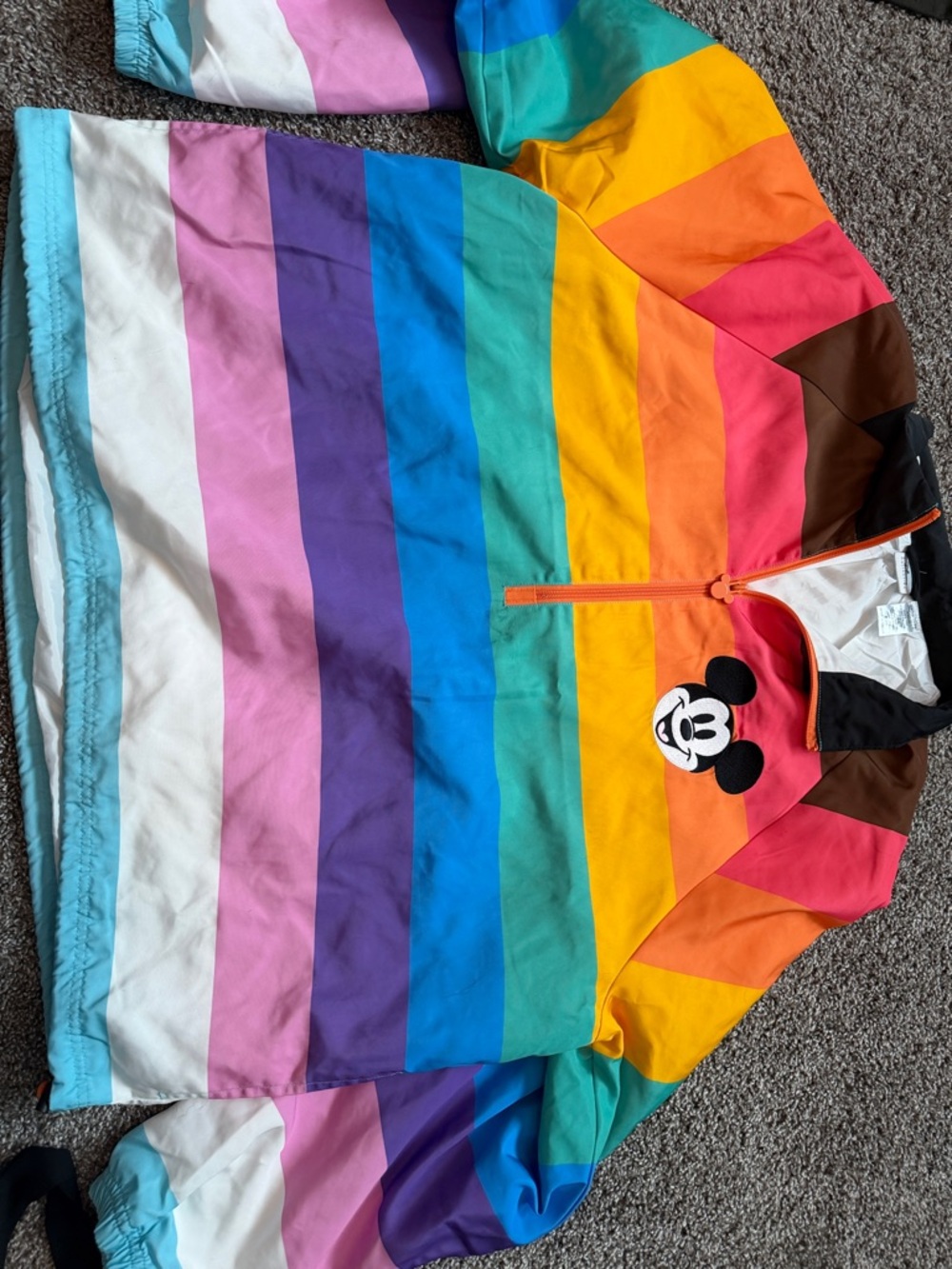 Disney Multicolor Rainbow Stripe Mickey Half-Zip Pullover